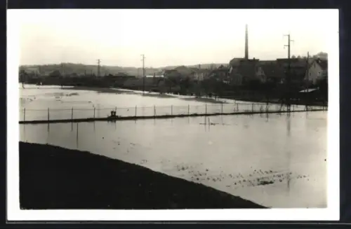 Foto-AK Kirchheim /Neckar, Hochwasser im Sommer 1931, Überschwemmte Ortspartie