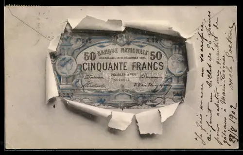 AK Geldschein Fünzig Francs