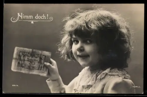 AK Nimm doch!, Kind mit 20-Mark-Schein