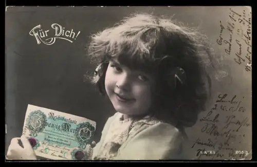 AK Für Dich!, Kind präsentiert einen 20-Mark-Schein