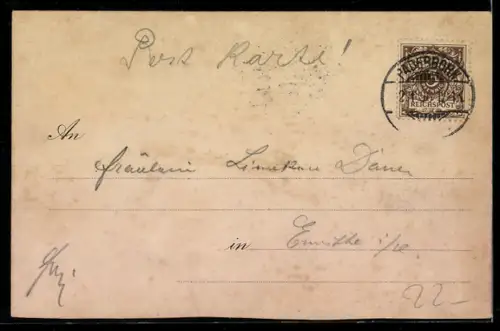 Lithographie Gefalteter Geldschein, Neujahrsgruss