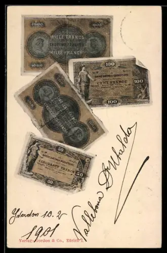 AK Schweizer Geldscheine der Kantonalbank Neuchatel