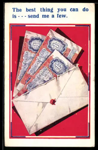 AK Briefumschlag mit Geldscheinen