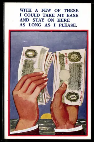 AK Zwei Hände mit Geldscheinen