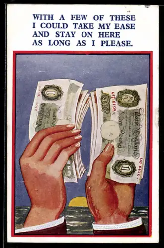 AK Zwei Hände mit Geldscheinen