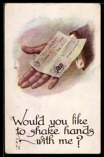 AK Hand mit einem Geldschein