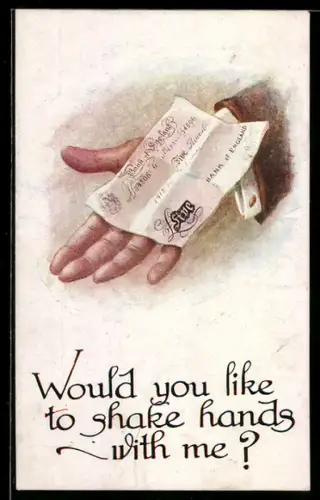 AK Hand mit einem Geldschein