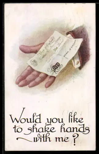 AK Hand mit einem Geldschein