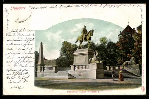 AK Stuttgart, Denkmal Kaiser Wilhelm I