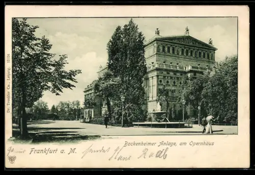AK Frankfurt a. M., Bockenheimer Anlage, am Opernhaus