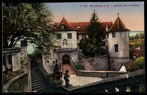AK Meersburg a. B., Schloss mit Terrasse