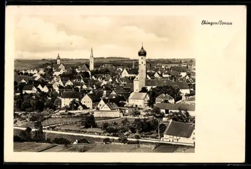 AK Ehingen /Donau, Stadtansicht mit Kirchtürmen und Stadtturm
