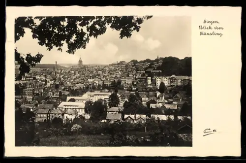AK Siegen, Blick vom Häusling auf die Stadt