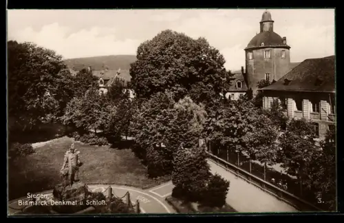 AK Siegen, Bismarck-Denkmal u. Schloss