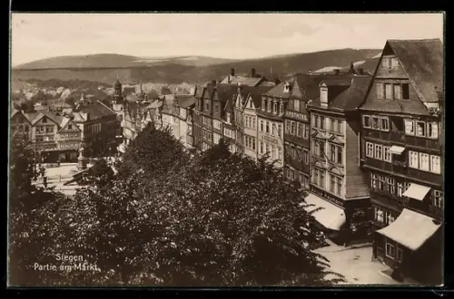 AK Siegen, Partie am Markt aus der Vogelschau
