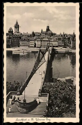 AK Alt-Frankfurt, Eiserner Steg und Stadtansicht