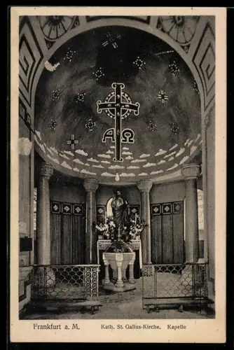 AK Frankfurt a. M., Kath. St. Gallus-Kirche, Kapelle, 25-jähriges Jubiläum 1928
