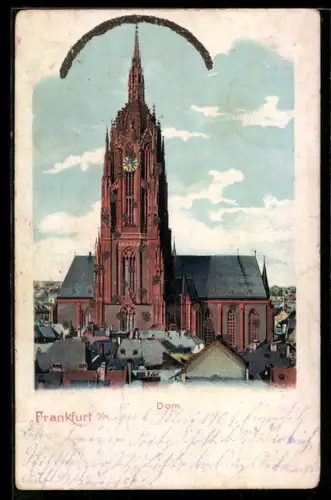 AK Alt-Frankfurt, Dom aus der Vogelschau, Glitter
