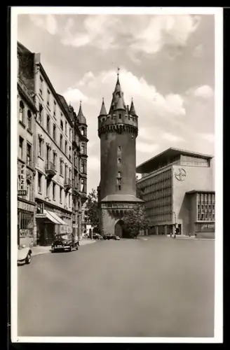 AK Frankfurt am Main, Eschenheimer Turm und Bayer-Haus