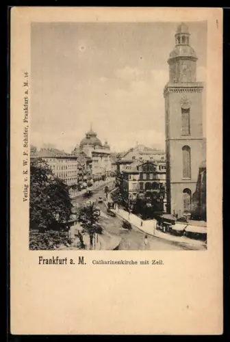 AK Frankfurt a. M., Catharinenkirche mit Zeil