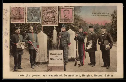 AK Grenzsoldaten am Vierländerblick Nederland Deutschland Belgien & Neutral-Gebiet
