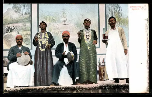AK Dancing Girls, Ägyptische Tänzerinnen und Trommler