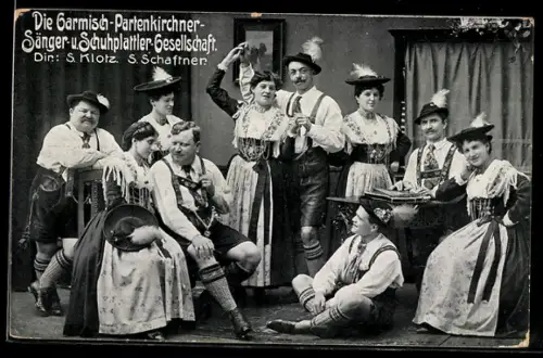 AK Die Original Loisachtaler, Oberbayr. Sänger- und Schuhplattlertruppe, Dir. Simerl Klotz
