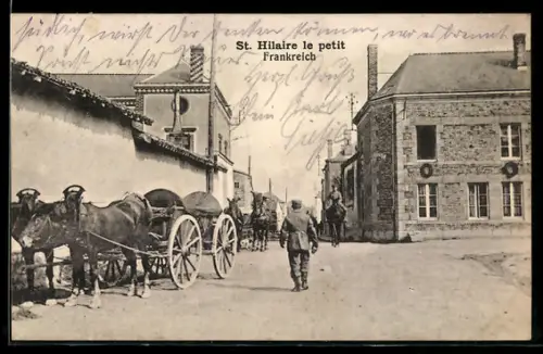 AK St. Hilaire le petit, Soldaten in einer Strasse des Ortes