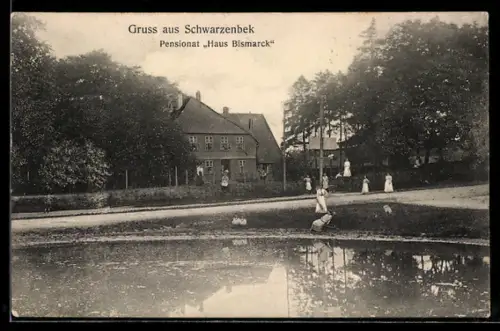 AK Schwarzenbek, Pensionat Haus Bismarck, Uferpartie am See