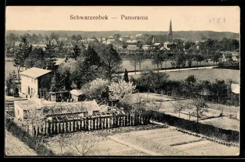 AK Schwarzenbek, Totalansicht des Ortes mit Kirche