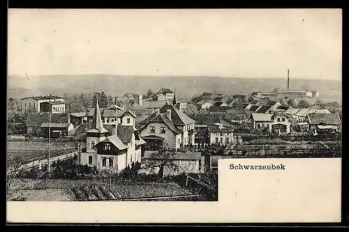 AK Schwarzenbek, Totalansicht des Ortes mit Kirche