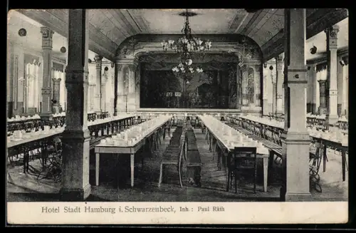 AK Schwarzenbek, Hotel Stadt Hamburg, Inh. Paul Räth, Festsaal