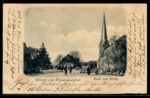 AK Schwarzenbek, Partie am Markt mit Kirche