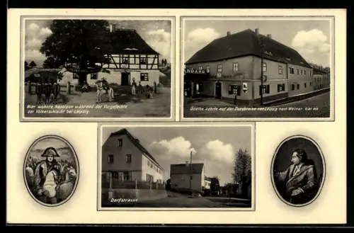AK Rippach, Gasthof Weisser Schwan, Dorfstrasse, Napoleon, Goethe