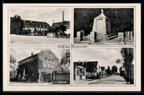 AK Meineweh, Kriegerdenkmal, Rittergut, Dorfstrasse