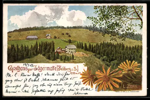 Künstler-AK Ludwig Zorn: Feldberg / Schwarzwald, Gasthaus zur Jägermatte