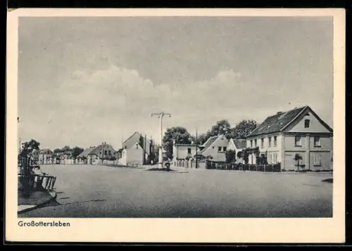 AK Grossottersleben, Strassenpartie mit Wohnhäusern