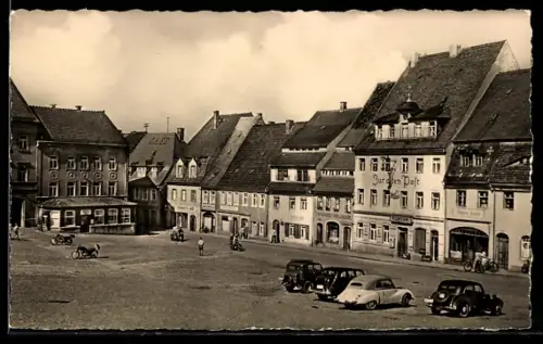 AK Stolpen, Markt mit Café und Gasthaus Zur alten Post