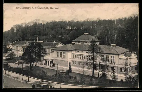 AK Stuttgart-Cannstatt, Strassenbahn vor dem Kursaal