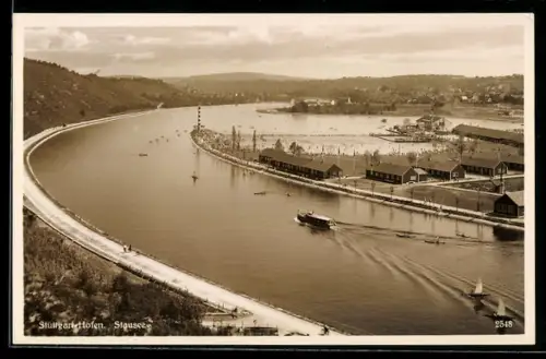 AK Stuttgart-Hofen, Blick zum Stausee