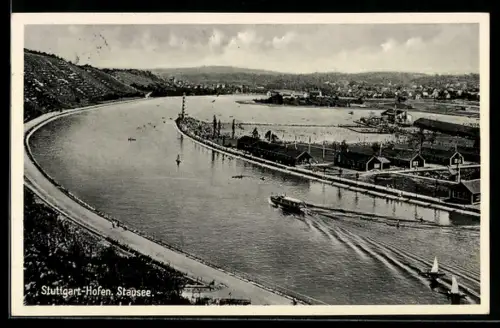 AK Stuttgart-Hofen, Blick zum Stausee