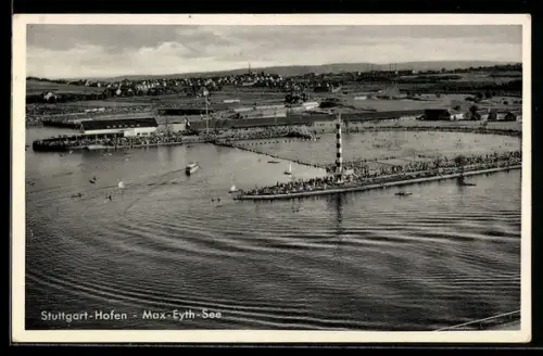 AK Stuttgart-Hofen, Max-Eyth-See aus der Vogelschau