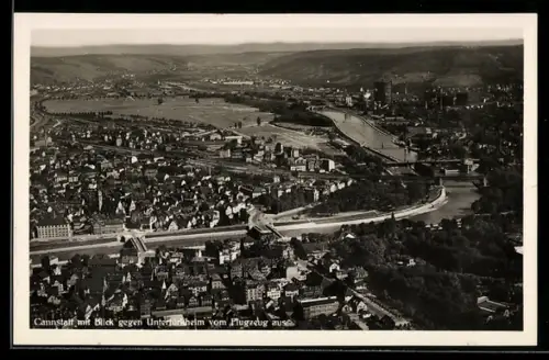 AK Cannstatt, Ortsansicht mit Blick gegen Untertürkheim vom Flugzeug aus