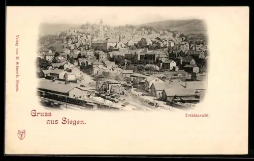 AK Siegen, Totalansicht desa Ortes aus der Vogelschau