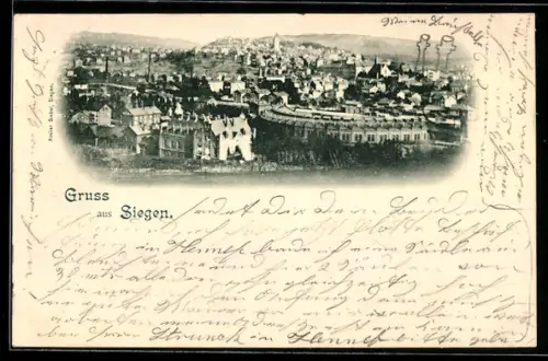 AK Siegen, Ortsansicht aus der Vogelschau