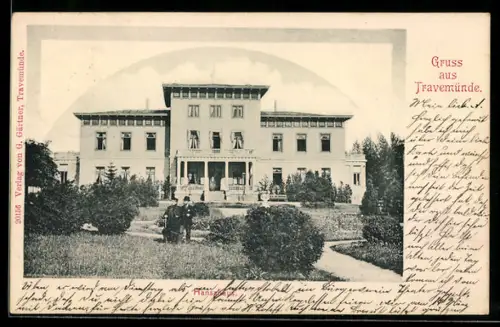 AK Travemünde, Hotel Hansahaus, Paar im Garten