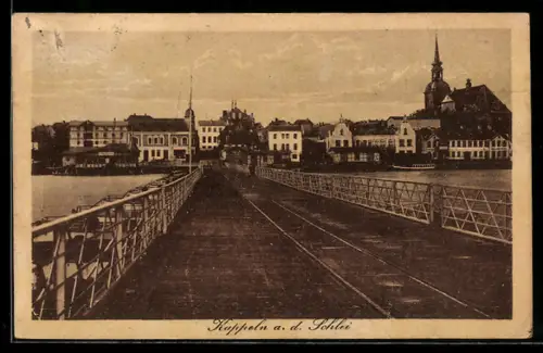 AK Kappeln a. d. Schlei, Ortsansicht von der Brücke aus, Schleipavillon