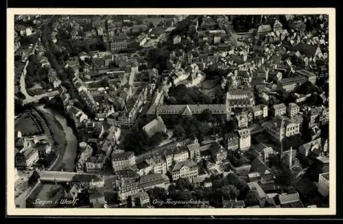 AK Siegen i. Westf., Ortsansicht vom Flugzeug aus