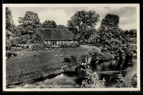 AK Fallingbostel, Pension Niedersachsen, Inh. H. Rodewald, mit Flusspartie
