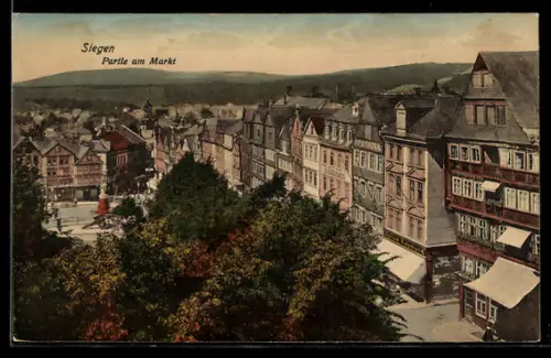 AK Siegen, Partie am Markt aus der Vogelschau